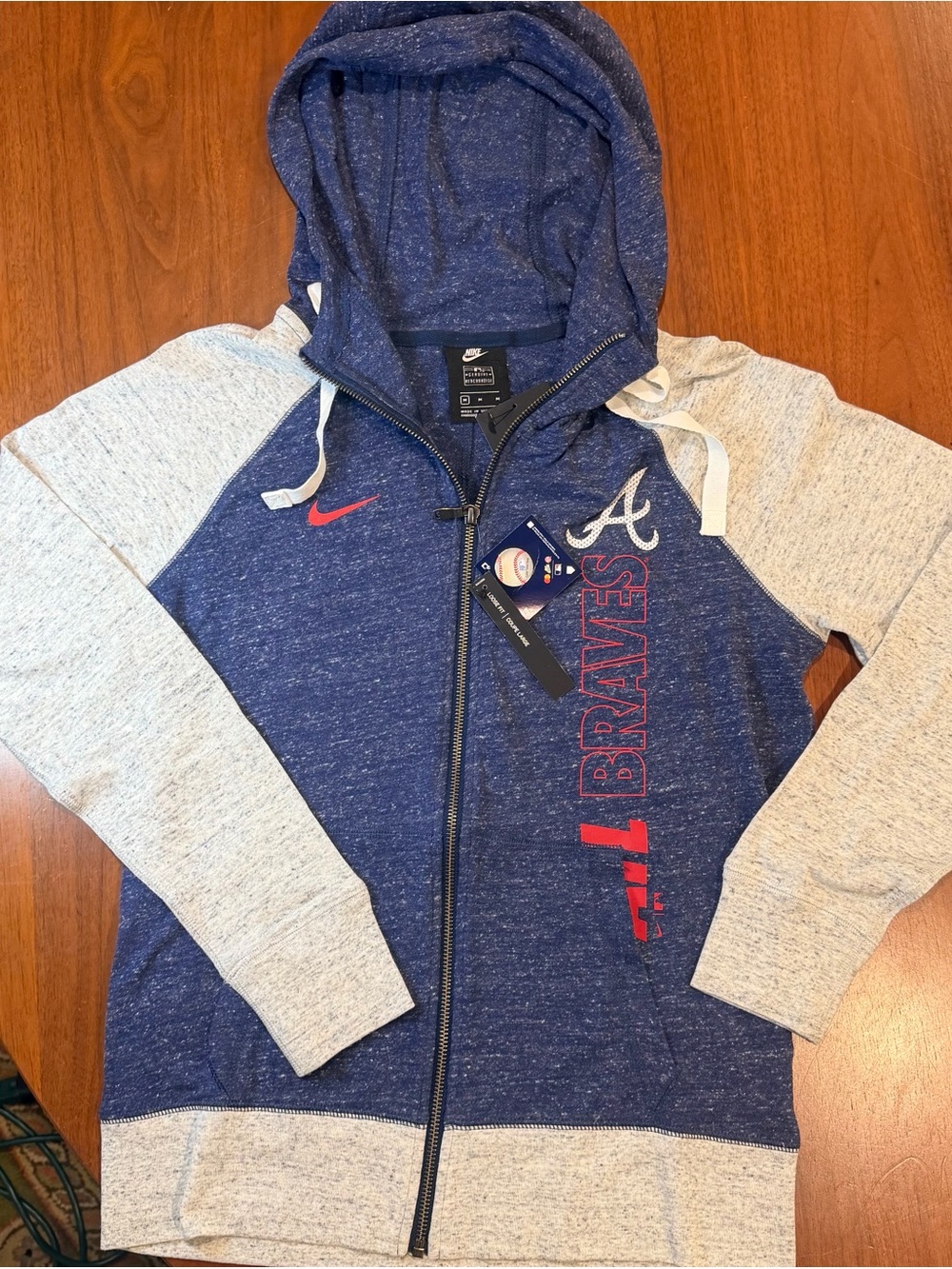 NEW Atlanta Braves Full Zip Hoodie Medium Women Nike Gym Vintage MLB Color Block